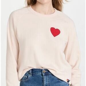 AVIATOR NATION Crewneck Sweatshirt Embroidered Heart Blush XS